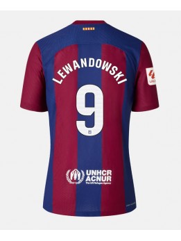 Ženski Nogometna dresi replika Barcelona Robert Lewandowski #9 Domači 2023-24 Kratek rokav